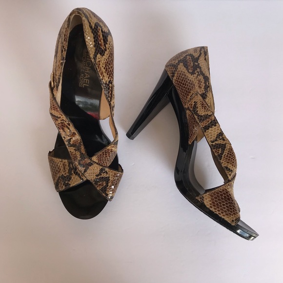 Michael Kors Snakesking Print Heel Shoe Sandals - Picture 3 of 4